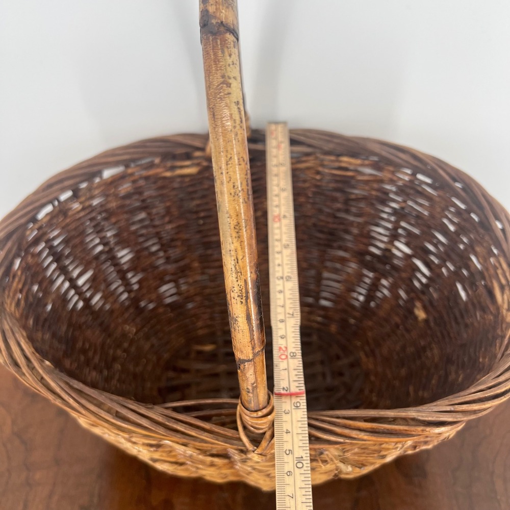 Vintage French Country Woven Rattan Wicker Gathering Basket Farmhouse Rustic 14" - Picture 7 of 14